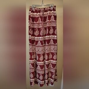 Foreign Exchange Burgundy and Cream Wide Leg Pants Sz S